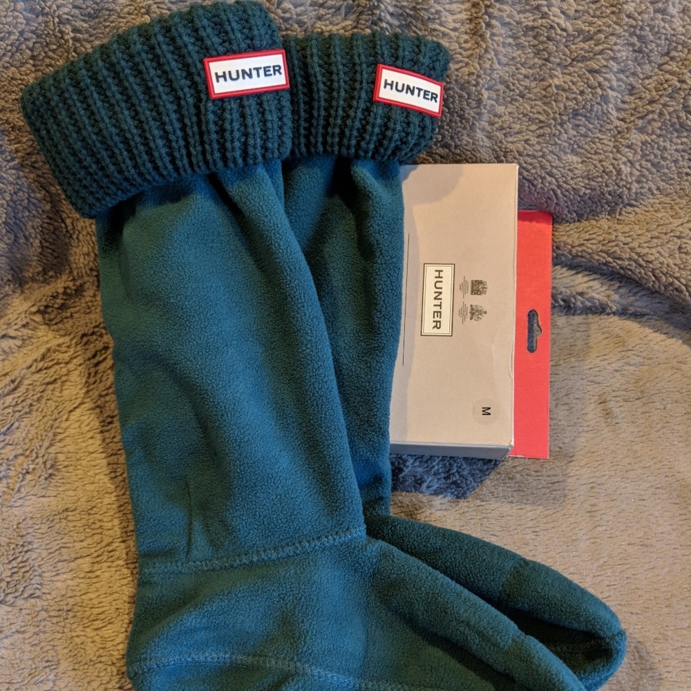 HUNTER TALL HALF CARDIGAN BOOT SOCKS OCEAN MEDIUM
